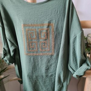 Oversized Shirt mit griechischem Muster – Italienische Mode